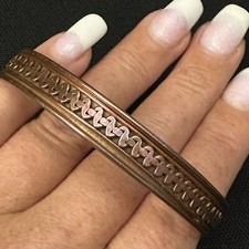BEAUTIFUL VINTAGE ESTATE SOLID COPPER TWIST DESIGN CUFF BRACELET 8 LONG