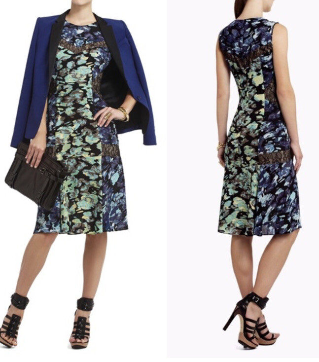 chinese dress ladies BCBGMAXAZRIA Alyza Deep V Lace Insert Dress – Runway Catalog