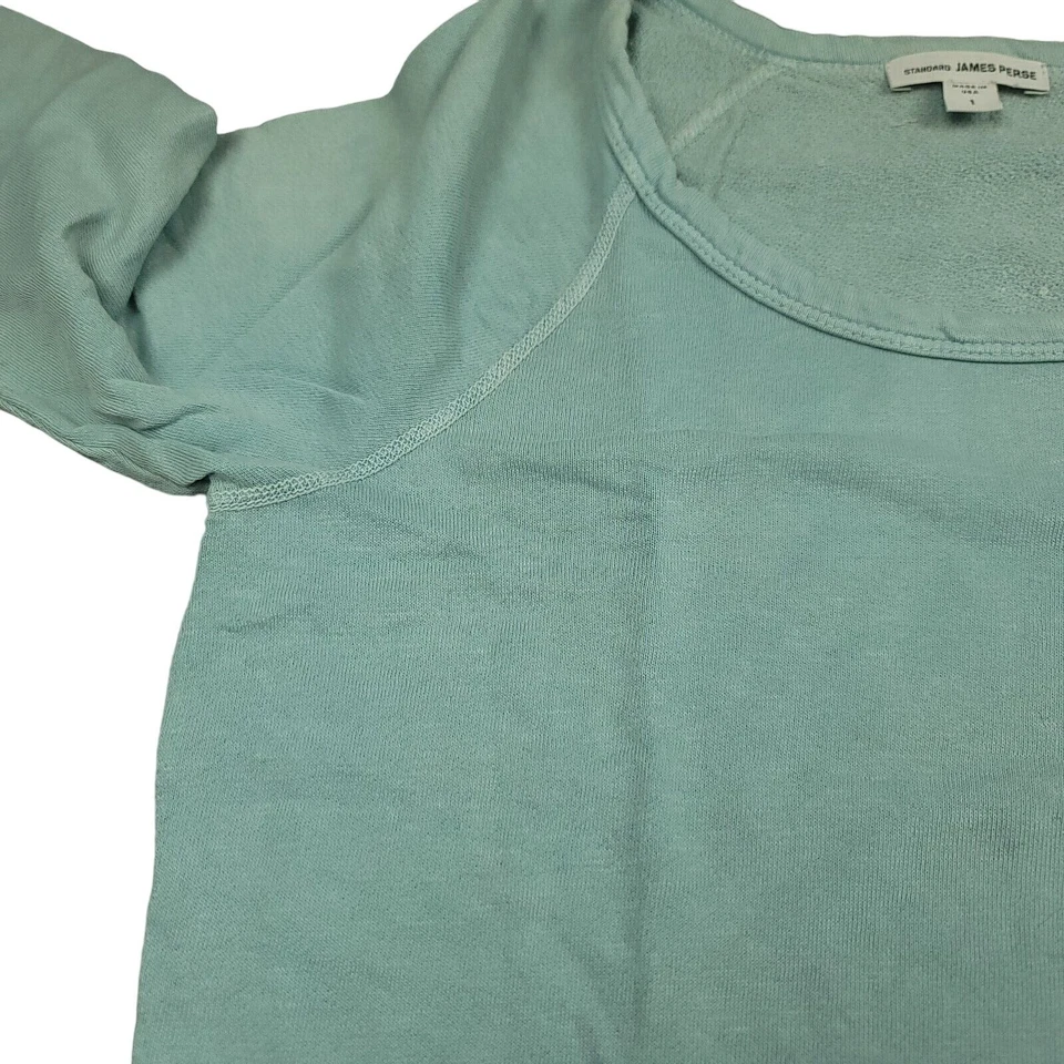 James Perse Womens 1 US S Shirt French Terry Oversized Sweatshirt Boxy Green - Image 4 of 4