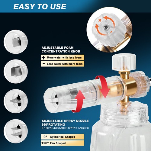 Pressure Washer Gun Car Wash Soap Lance Cannon Spray Jet Bottle Snow Foam Kit - Picture 5 of 27