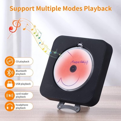 Tragbar CD Player mit Bluetooth HiFi Lautsprecher Fernbedienung FM-Radio AUX/US