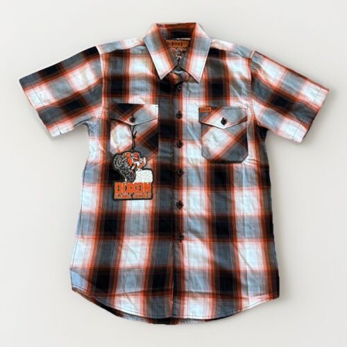 DIXXON FLANNEL Co Shirt Mens XS The Throttle Shadow Plaid Orange Bamboo Biker