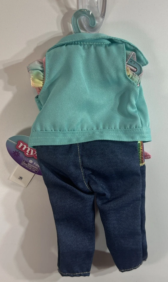 My Life As Sea Scape Camisa Pantalones Denim y Chaqueta Verde Azulado Conjunto para Muñeca de 18" NUEVO Foto 3 de 3