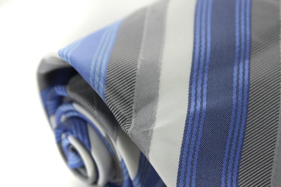 Geoffrey Beene Nuevo Silver-Shite Rayas Anchas Corbata - Imagen 2 de 3