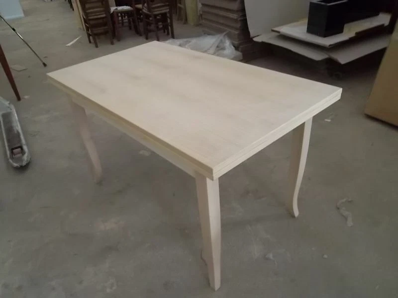 TAVOLO 100x70 ALLUNGABILE A 180CM IN LEGNO GREZZO CUCINA BAR RISTORANTE - Immagine 2 di 2