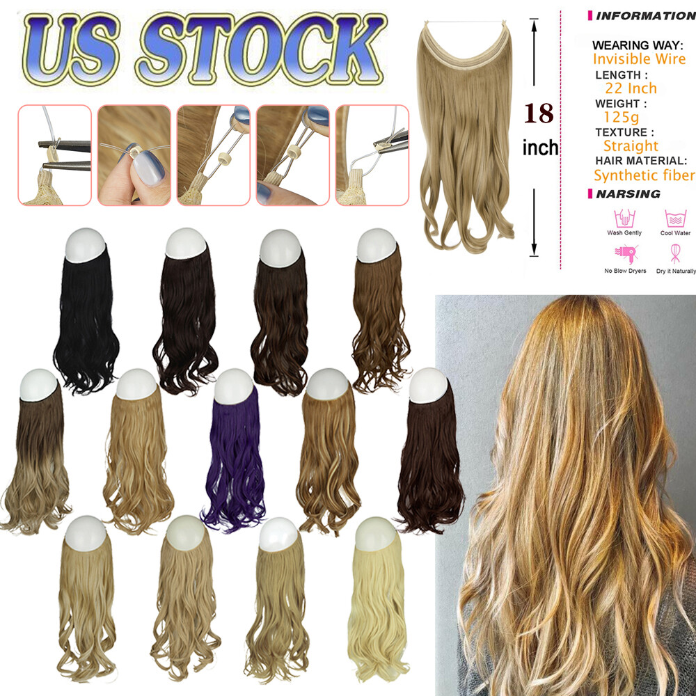 18'' Long Hair Hidden Wire Hair Extensions Secret Fish Line Hairpiece  Synthetic | eBay