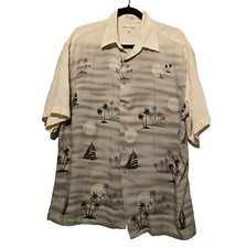 Vintage Pierre Cardin Hawaiian Shirt Men s LG 80s Short Sleeve Korea Palm Trees