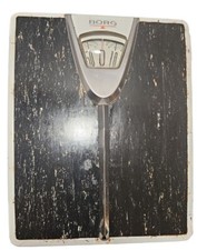 Vintage Mid Century Borg Black Chrome Bathroom Scale Bubble Glass Handle Works