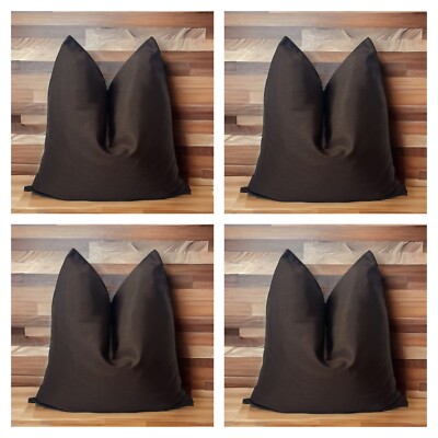 4er Set gefüllte Kissen - Uni schokobraun Kunstseide 18 x 18'' Zoll 45x45cm