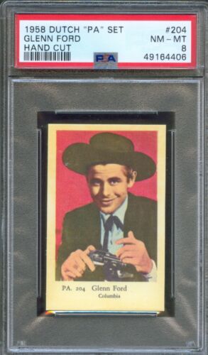 1958 Dutch Gum Card PA Set #204 GLENN FORD Actor 3:10 To Yuma Movie PSA 8 - Picture 1 of 2