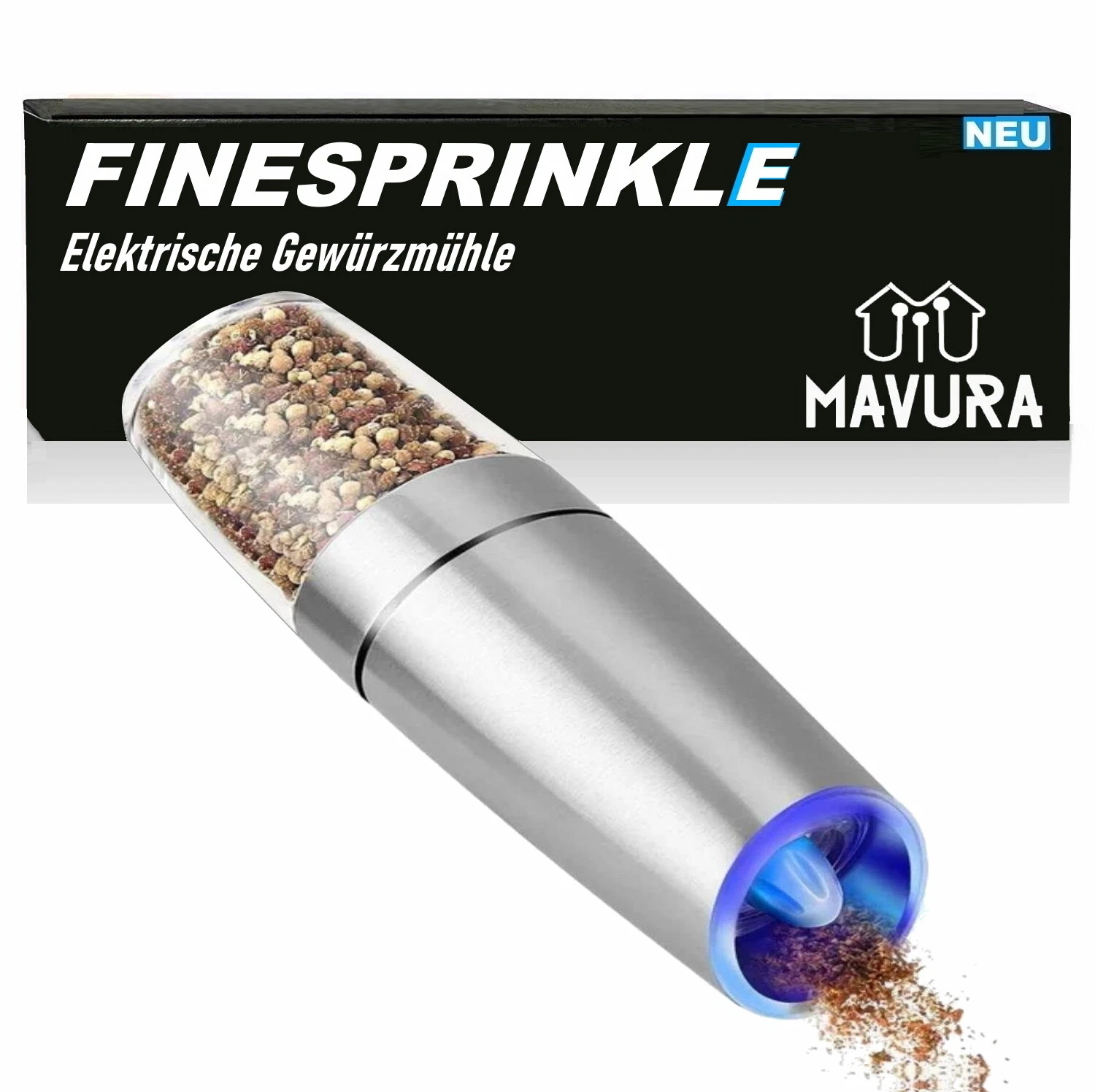 Finesprinkle Electric Salt & Pepper Mill Spice Grinder Salt Pepper Shaker