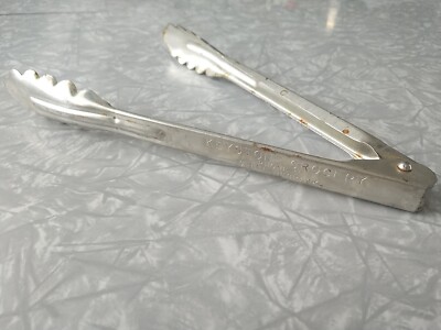 Vintage 1940s Advertising Aluminum Kitchen Tongs USA KEYSTONE GROCERY CRETE, NE