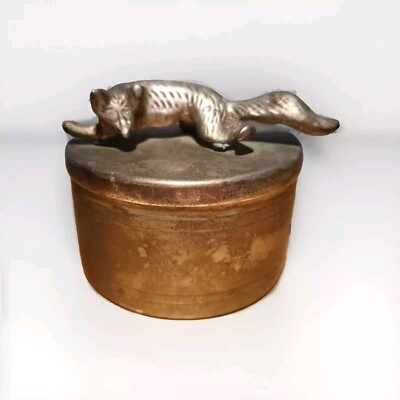 Vintage runde Schmuckschatulle mit Fuchsdeckel 