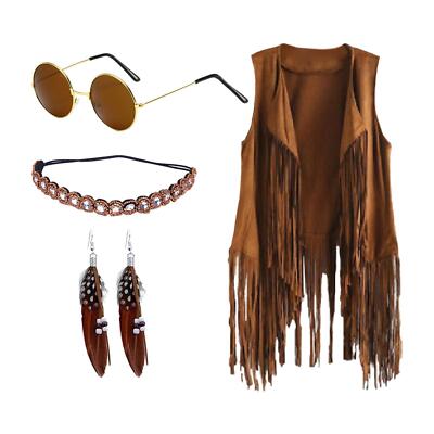 Hippie Kostüme, Kleidung, Hippie Accessoires, Hippie Fransenweste, Disco,Satz