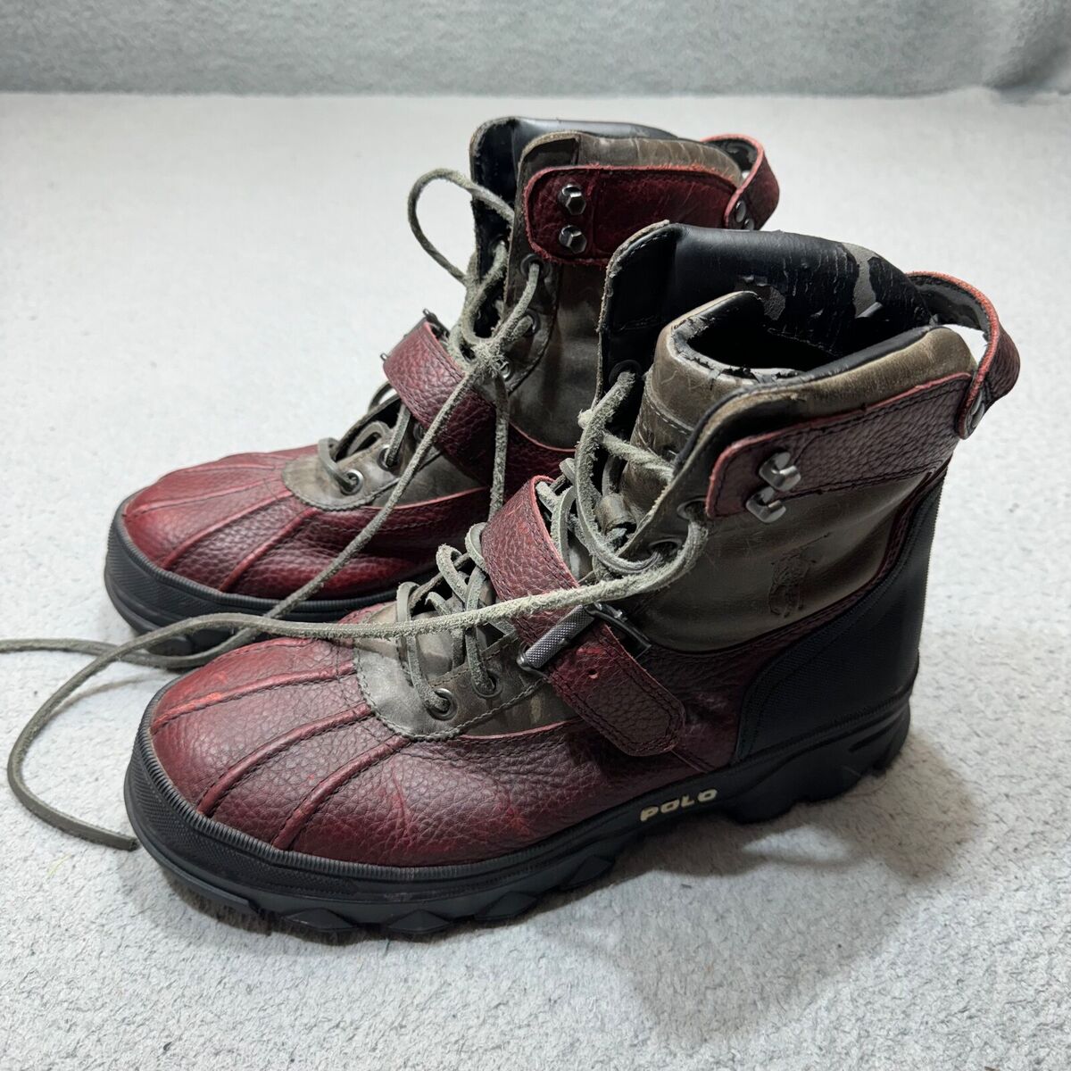 Polo Ralph Lauren Boots Men 9.5 Red Leather Duck Huntswood Polo Ralph Lauren Boots Men 9.5 Red Leather Duck Huntswood