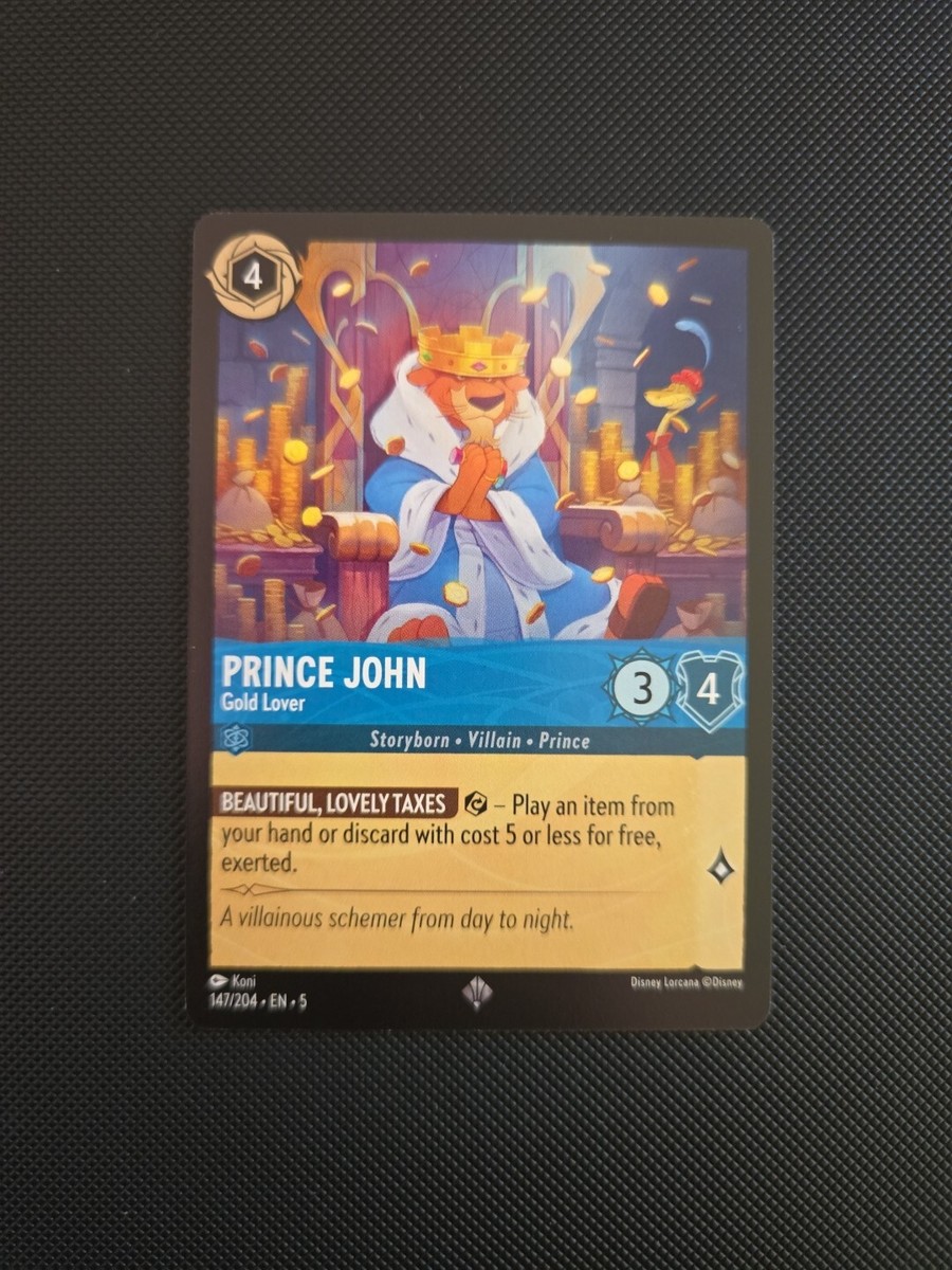 prince john lorcana card - Gold Lover - 147/204 - Super Rare Shimmering Skies M/NM Character Classification Prince John, Fraidy-Cat
