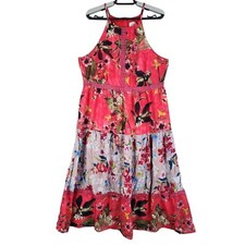 Women's Cupio Floral Maxi Dress Red Multicolor 100% Polyester & Viscose Size L