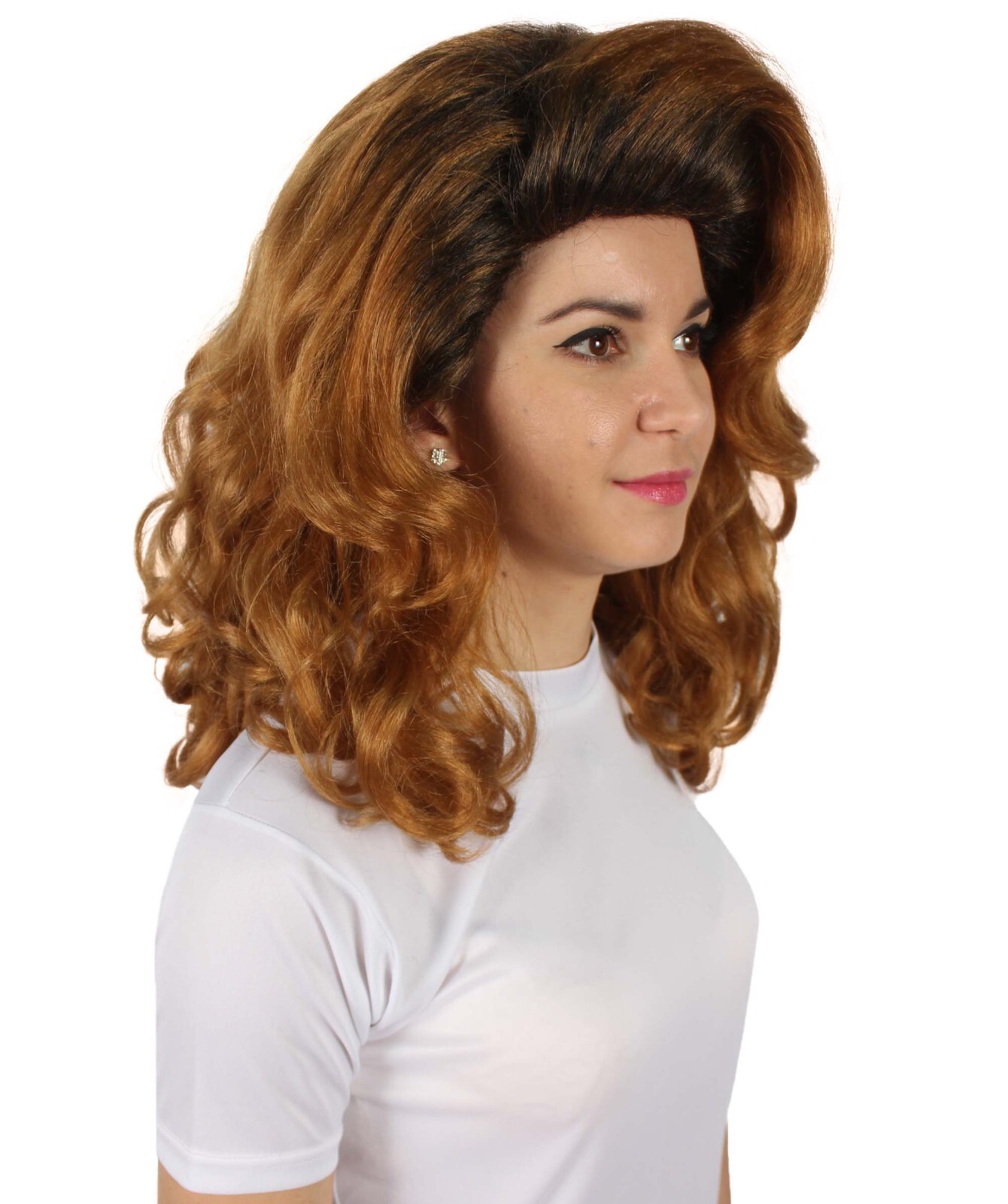 HPO Adult Unisex Drag Race Retro Brown Wavy Miss America Wig,HW-6998