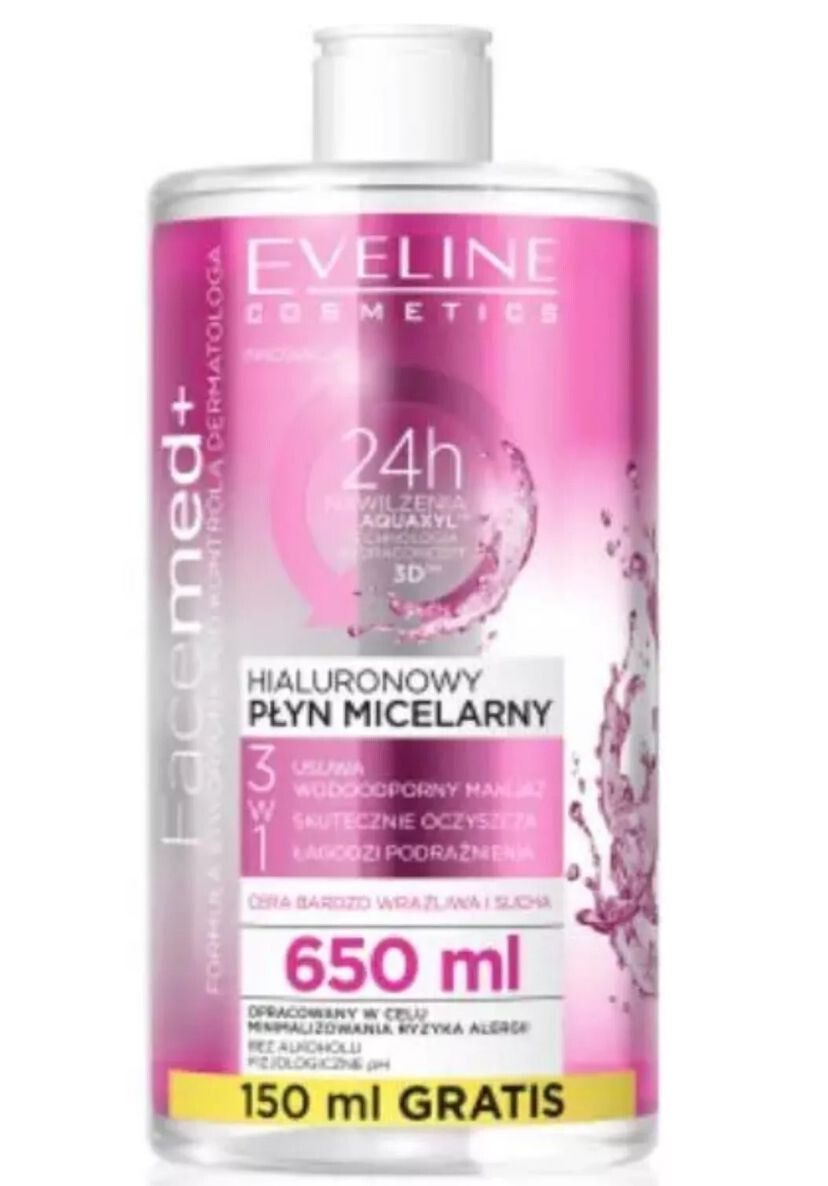 Eveline Hyaluronic 3-in-1 micellar fluid, very sensitive and dry skin, 650ml - Image 3