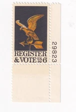 STAMP US SCOTT 1344 "Register & Vote" 6 CENT 1968 MNH WITH PB #