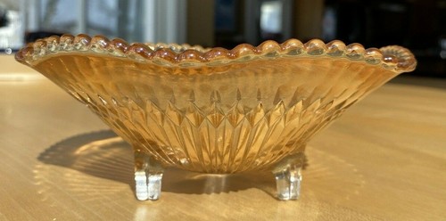 Vintage Jeannette Marigold Anniversary Carnival Glass 3-Footed Candy Dish - Picture 2 of 11