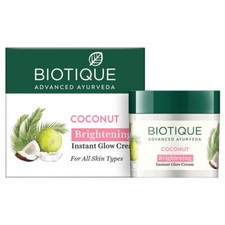 Biotique Coconut Brightening Instant Glow Cream 50gm All Skin Types Free Ship