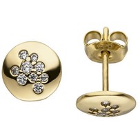 Ohrstecker Mit 18 Zirkonia 333 Gold Gelbgold Rund GläNzend Ohrringe Ohrschmuck