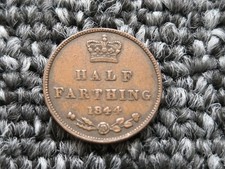 1844 Queen Victoria Half Farthing Coin, **