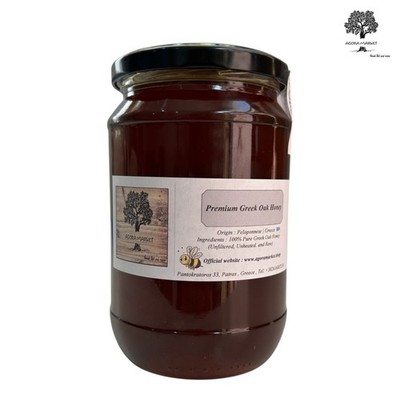 Premium Griechischer Eichen Honig - 100% Rein, Roh Ungefiltert | 960g