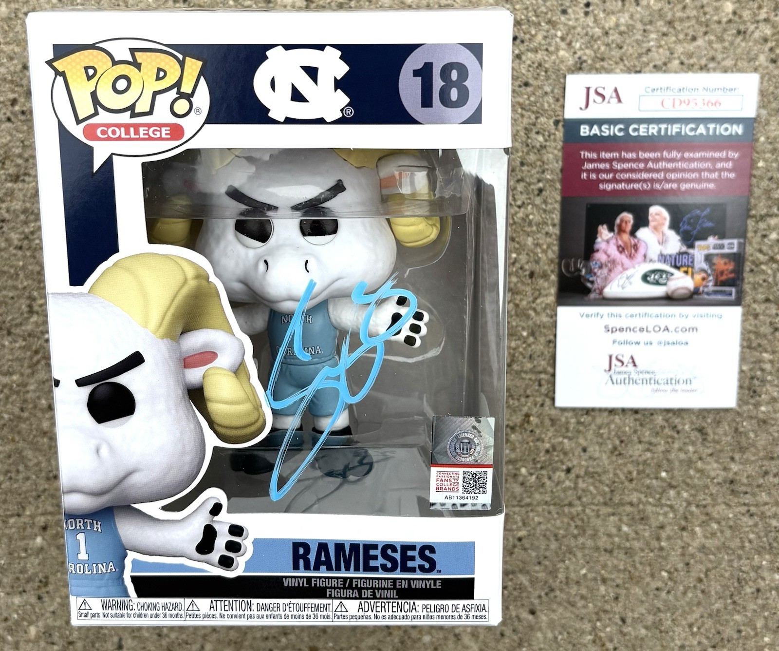 SEAN MAY Tar Heels SIGNED Rameses Funko Pop JSA COA UNC Carolina 