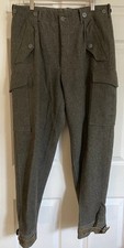 Vintage Swedish Military Cargo Olive Green Wool C50 40's/WWII Trousers Pants 32