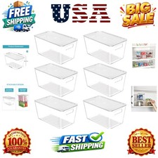 6 Pack Clear Stackable Storage Bins with Lids, Medium Plastic Containers with...