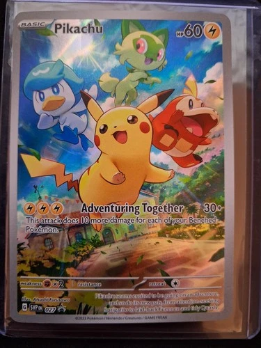 Pokémon Pikachu TCG Holo Black Star Promo SVP027 IR Paldea Evolved