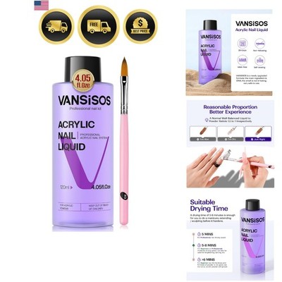 Monomer Acrylic Nail Liquid: 4fl.oz Professional EMA Acrylic Liquid Monomer w...