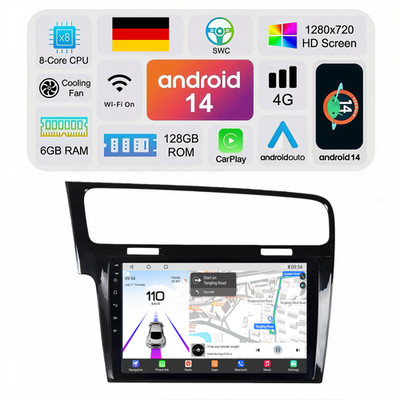 6+128GB 8-Core Android 15 Autoradio Carplay Navi RDS Für VW Golf 7 MK7 2012-2017
