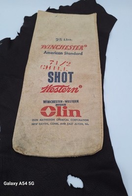 Vintage Olin Winchester Western 7 1/2 Chill Shot 25 lbs. Empty Canvas Bag