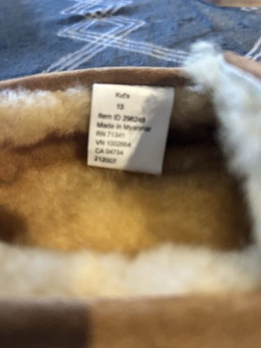 LL BEAN Wicked Good Mokassins Kinder Größe 12 hellbraun Wildleder Lammfell gefüttert weich stabil - Bild 3 von 3