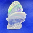 VTG Fenton White Opalescent Iridized Butterfly Glass Figurine Paperweight 4.5"