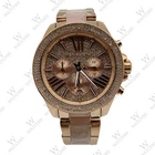 New Michael Kors MK6096 Wren Rose Gold Blush Chrono Womens Glitz Stainless Watch
