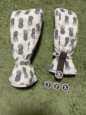 Pineapple Driver Fairway Headcover Set Pineapple Pattern 460cc White Navy
