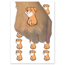 Cheeky Smile Dog Coy Temporary Tattoo Water Resistant Fake Body Art Set