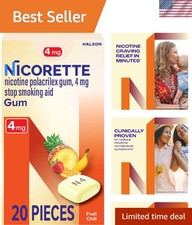 20 Piece Nicorette 4 mg Nicotine Gum to Help Quit Smoking - Fruit Chill Flavored