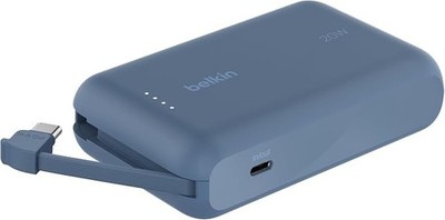 Belkin BoostCharge 10000mAh Power Bank, integriertes USB-C-Kabel   Blau