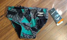 Speedo Green Ruse Blocks Brief Kids Size 26