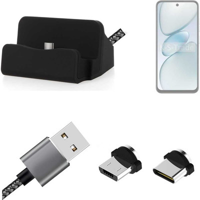 Ladestation für Tecno Spark Go 1S + USB-Typ C u. Micro-USB-Adapter
