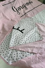 Hello Gorgeous Single Duvet Cover Set Pillowcase Pink Black Spots Poly Cotton