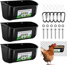 Chicken Feeder Waterer 3 Pack Duck Feeder Supplies Hanging Fence Feed Trough