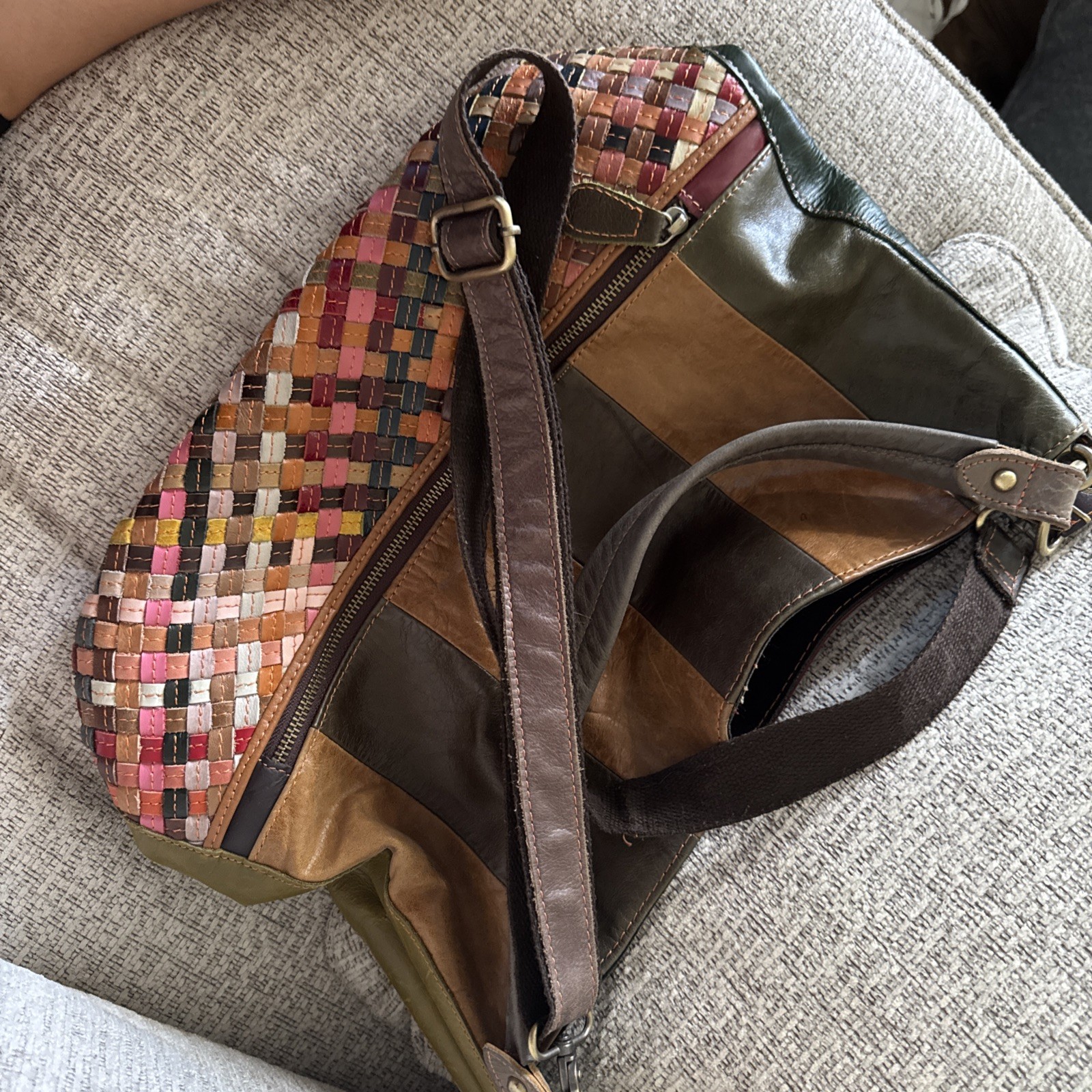 Ameri Leather Large Shoulder Bag/crossbody. Woven… - image 3