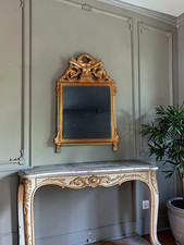Miroir ancien style Louis XVI bois sculpté dorure d'origine 73x43