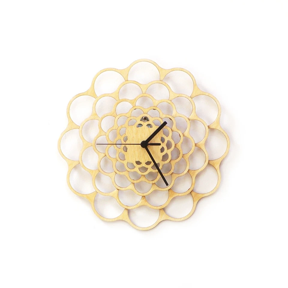 Handmade wooden wall clock with filigree dial - Coral - Image 2 of 4